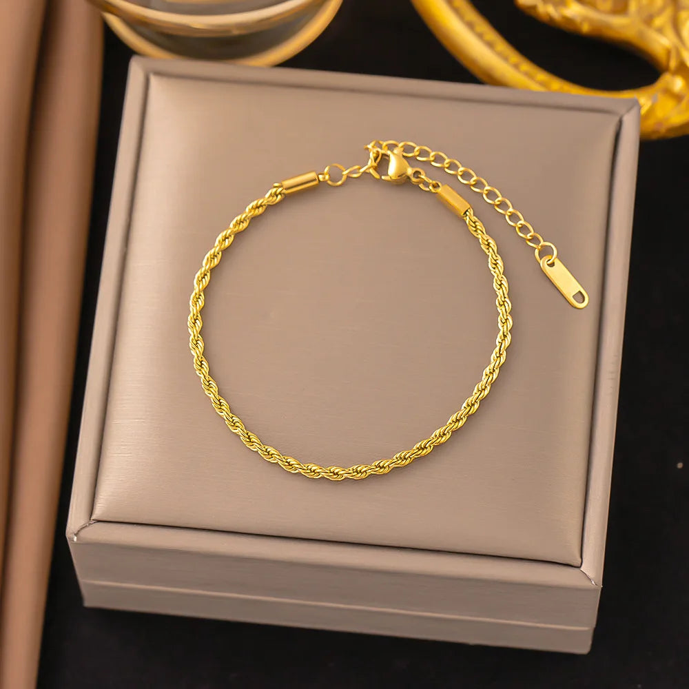 Pulseira Twist Ouro Real 18K Dourada